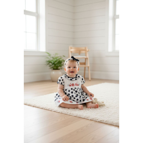 New Baby Girl Dress Set with matching headband underwear size 6 to 9 months - Picture 2 of 3